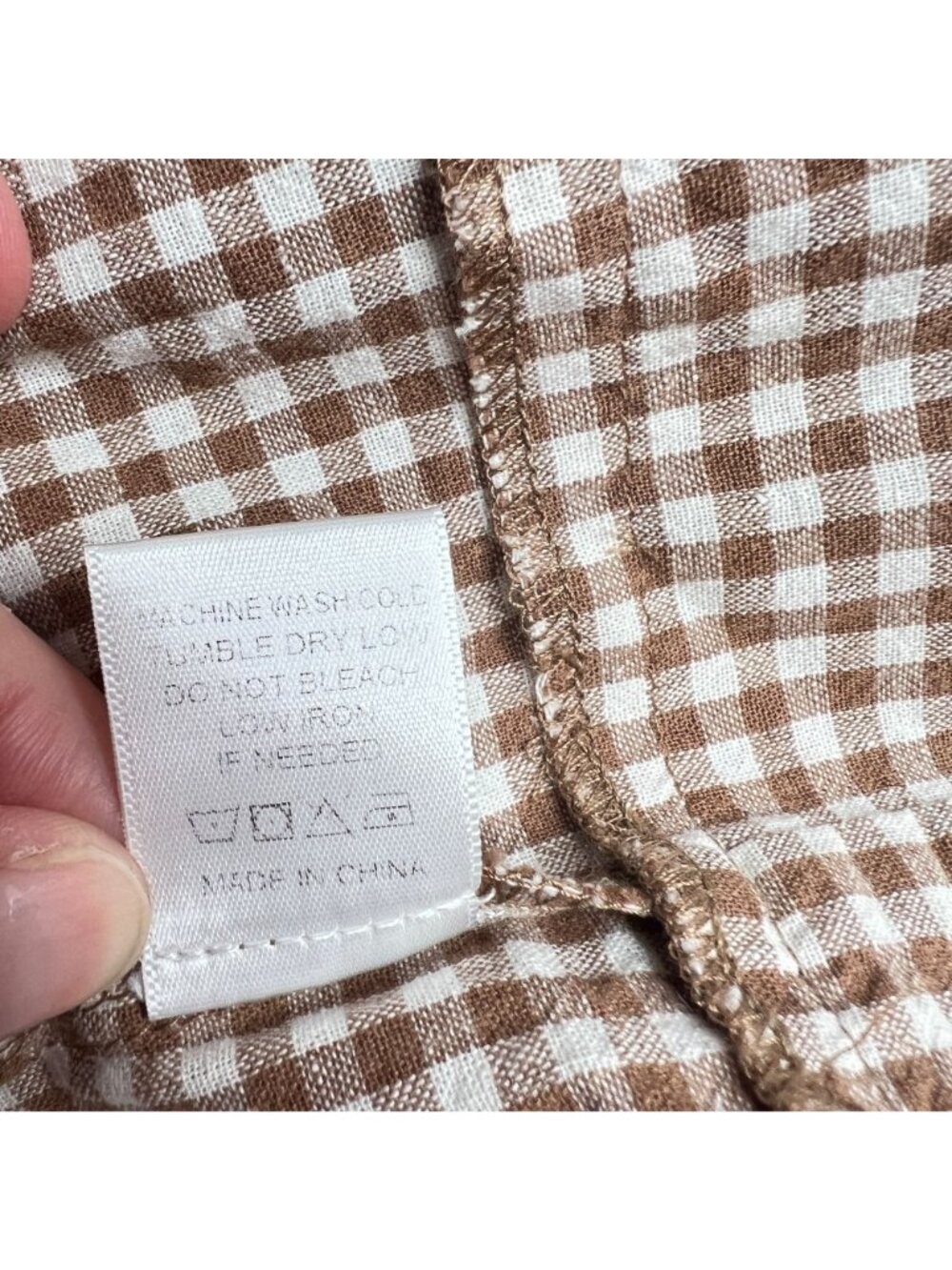 Tuckernuck Studio McGee Gingham Mini Finn Dress Cotton Brown Plaid Shift Large - Picture 15 of 16